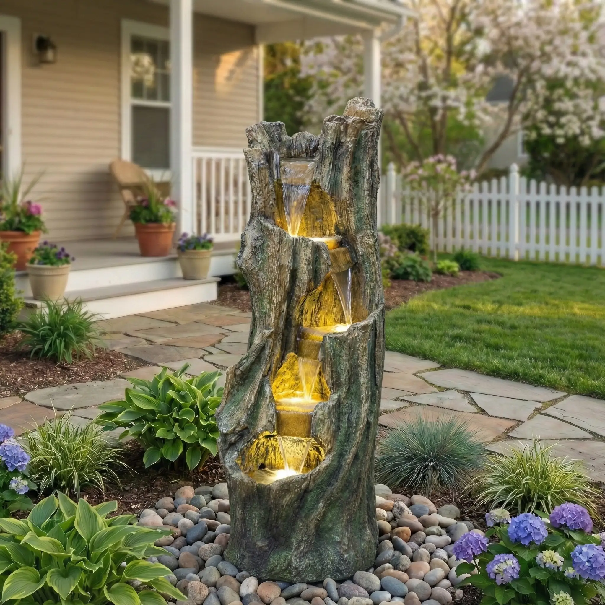Waterfall Fountain for Outdoor Gardens and Patios by HouseOfZazla