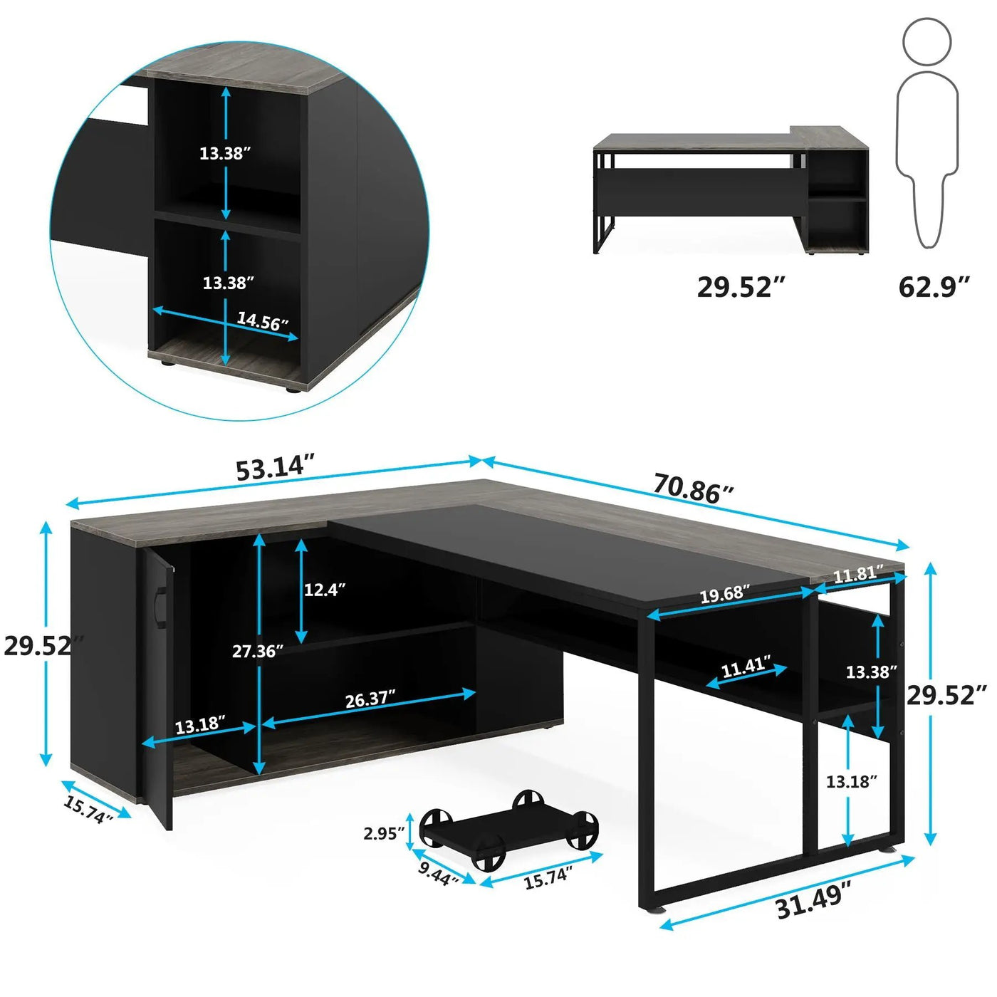 L-Shaped Executive Desk With Cabinet Storage by HouseOfZazla