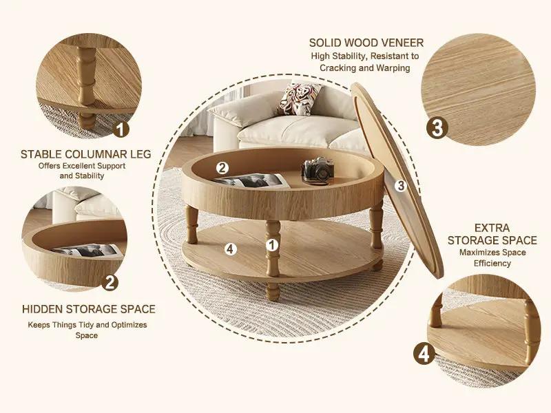 Coffee Table with Dual Storage for Living Room by HouseOfZazla