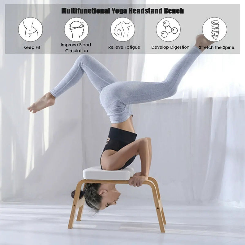 Yoga Headstand Wood Stool with PVC Pads by DirectDeals