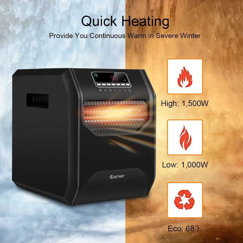 12 H Timer LED Remote Control Portable Electric Space Heater by DirectDeals