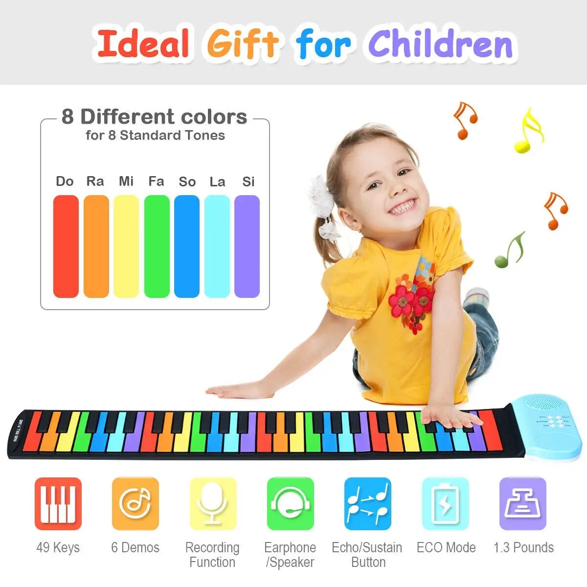 49-Key Roll-up Piano with Support Earphones by DirectDeals