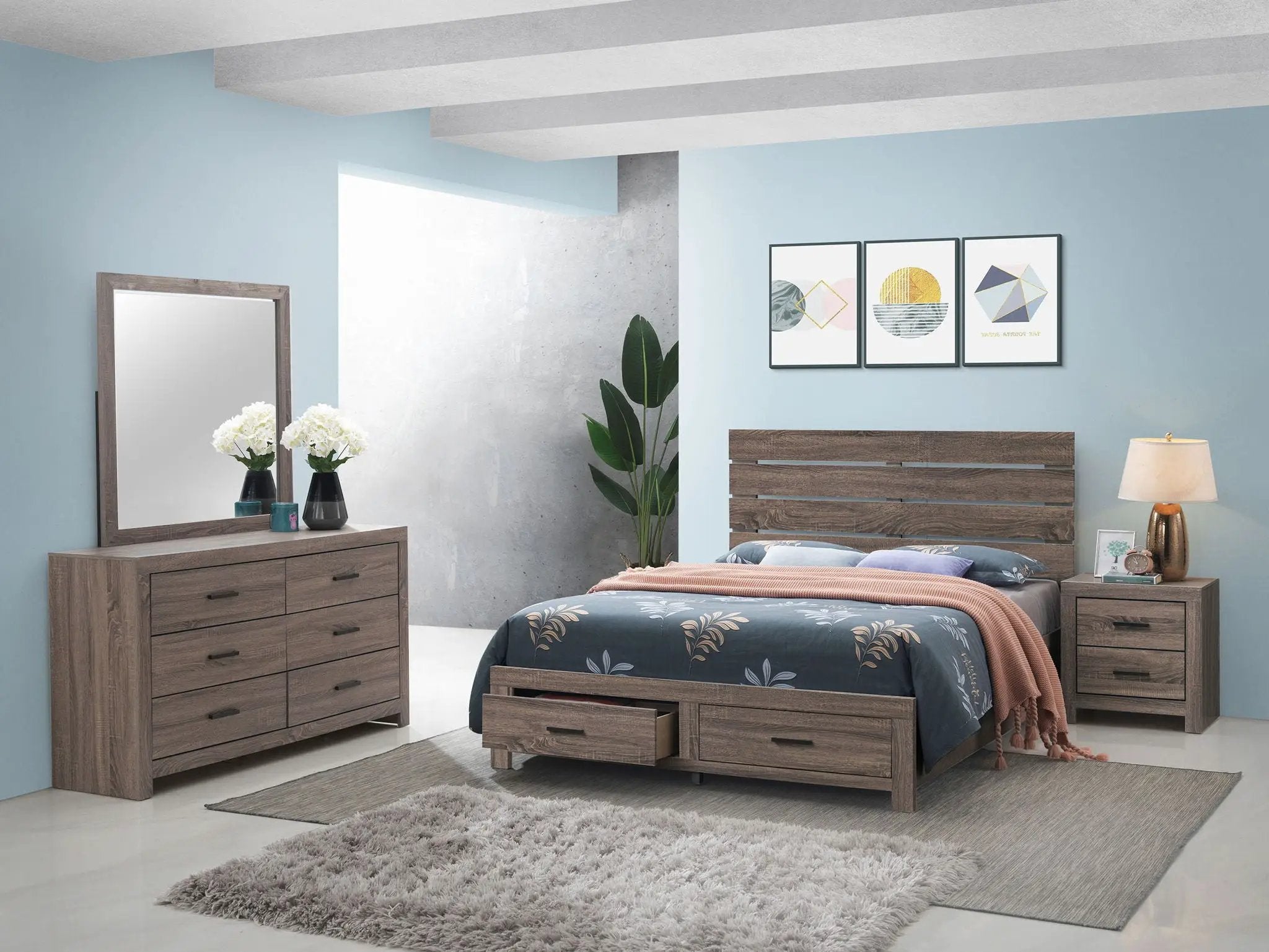 Brantford 4-piece Eastern King Bedroom Set Barrel Oak by Unique Piece Furniture