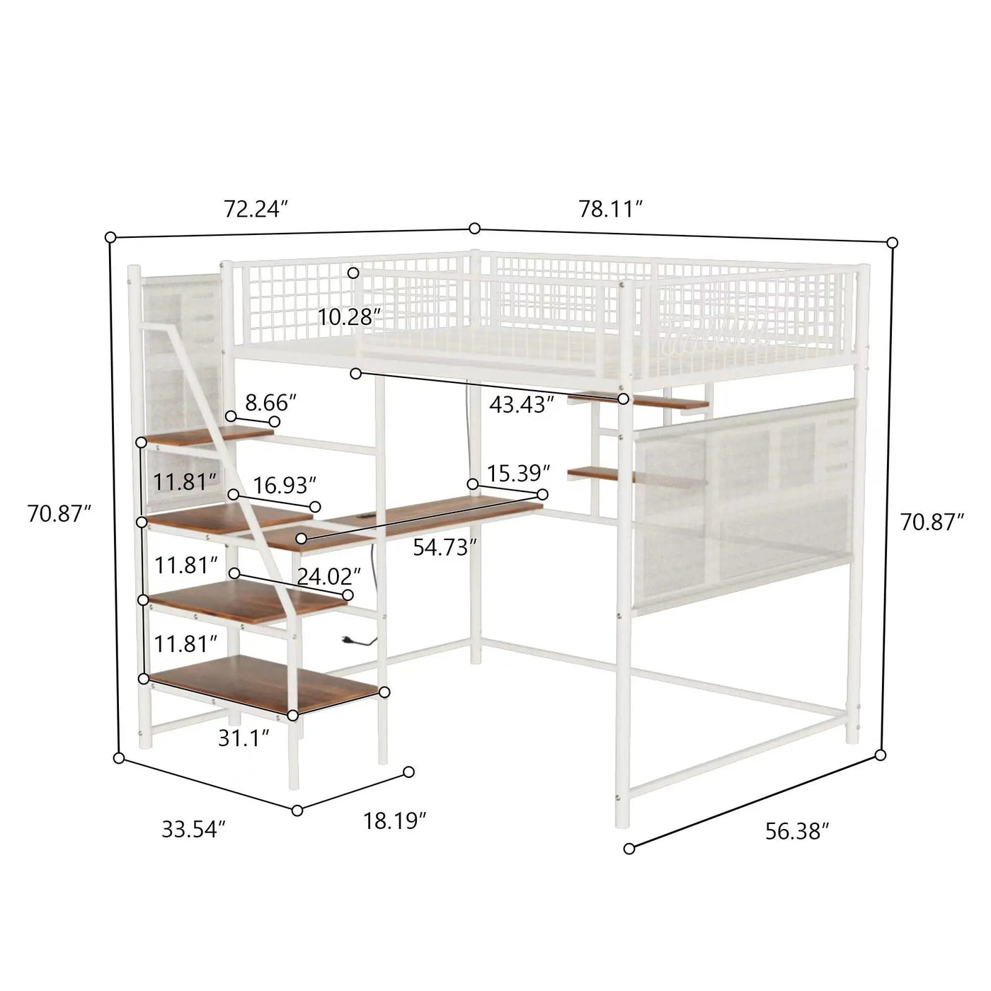 Metal Loft Bed With Built - In Charging Station And LED Light by Unique Piece Furniture