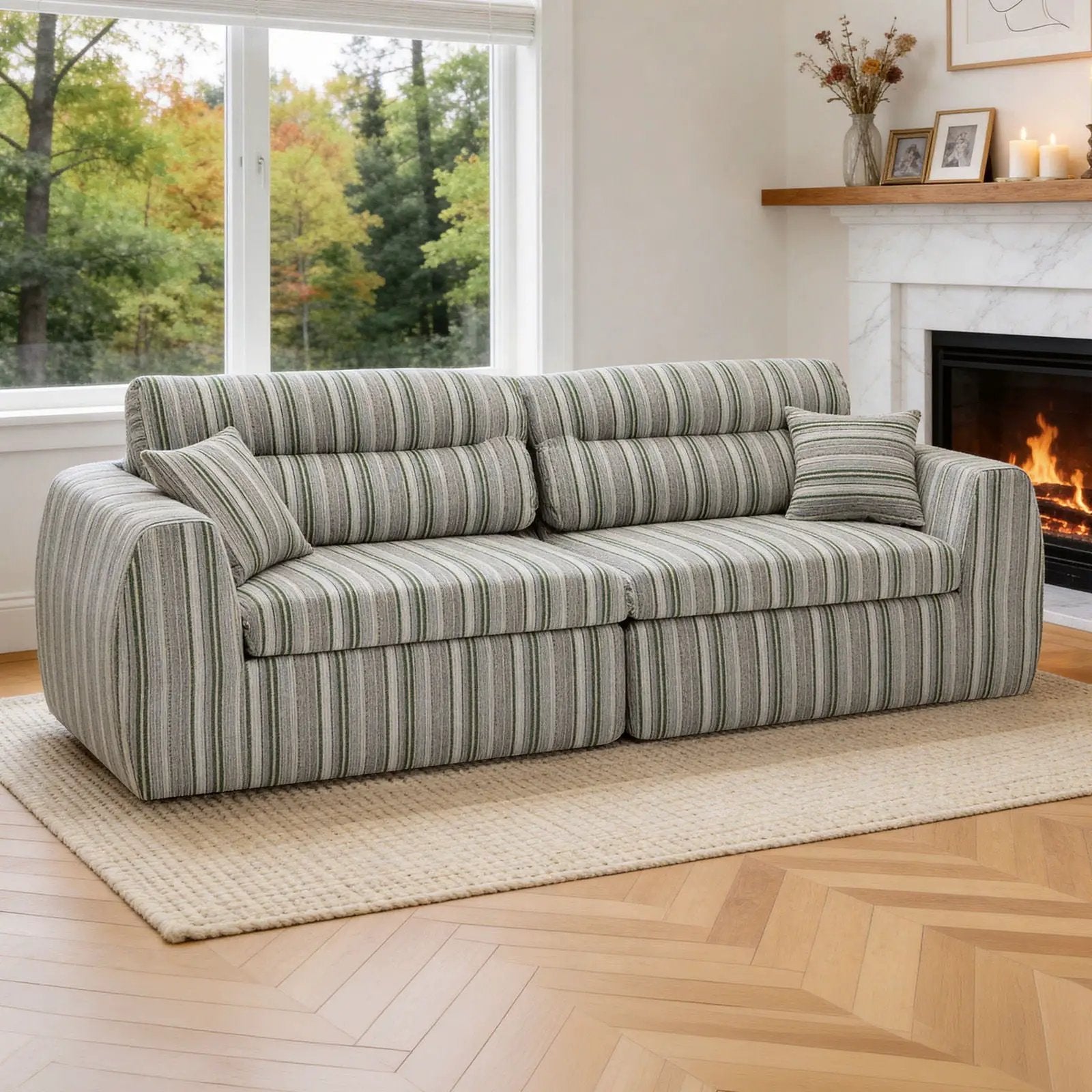 3 Seater, Couch With Throw Pillows For Living Room by Unique Piece Furniture