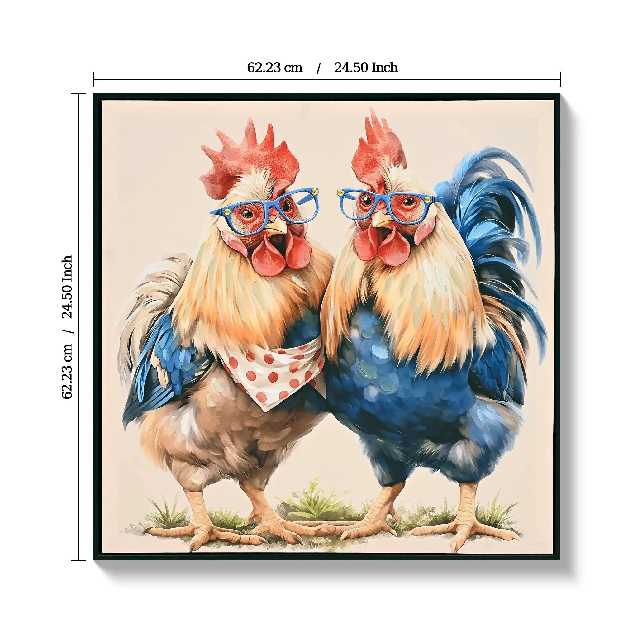 Farmhouse Rooster Wall Art, Rustic Canvas Print 24" x 24" by HouseOfZazla