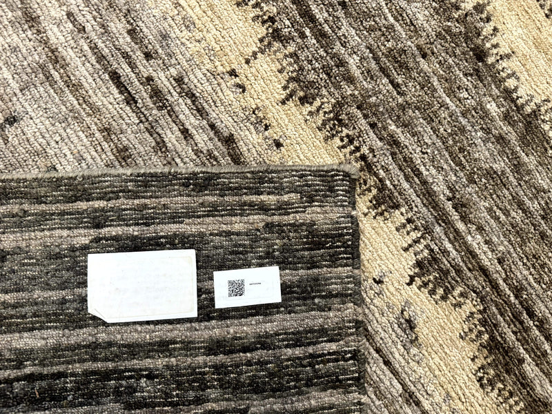 Modern Tibetan Wool Rug 8x10, Abstract, Contemporary, Handmade, Gray, Stripes by Jewel Rugs