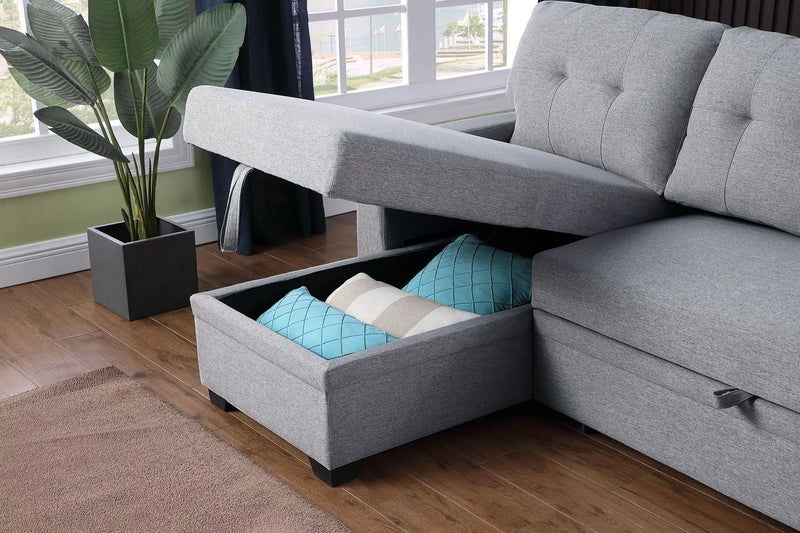 Upholstered Pull Out Sectional Sofa With Chaise by HouseOfZazla