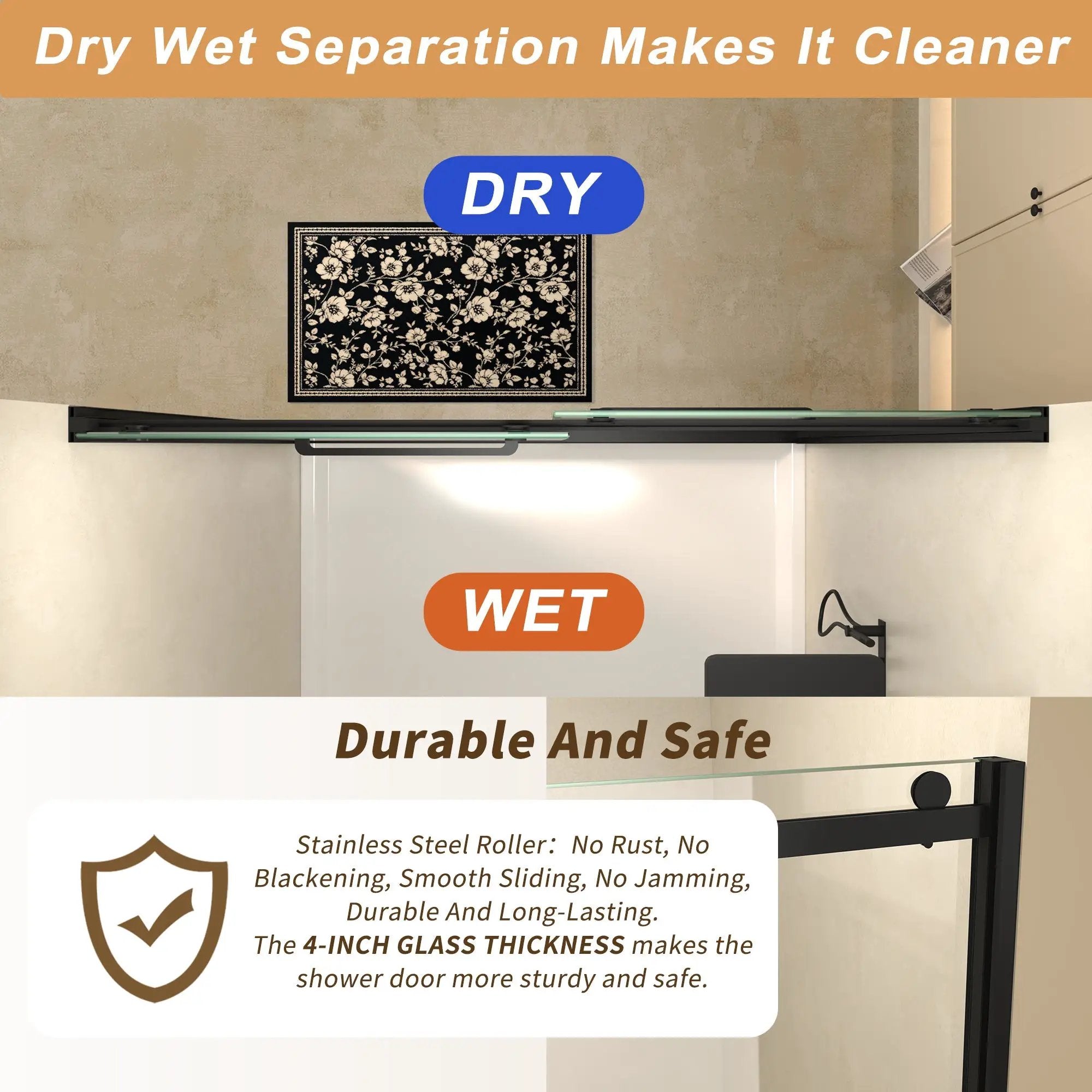 Semi-Frameless Double Sliding Glass Shower Doors by HouseOfZazla