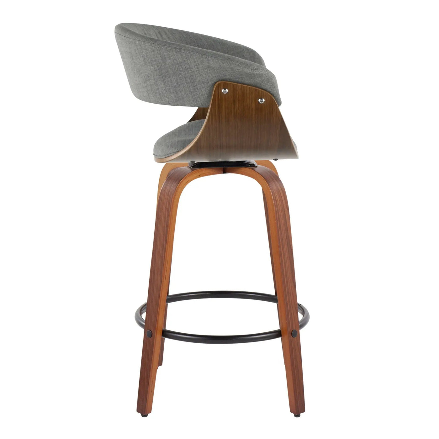 Vintage Mod - Mid Century Modern Fixed Height Counter Stool & Swivel With Round Footrest (Set of 2) by HouseOfZazla