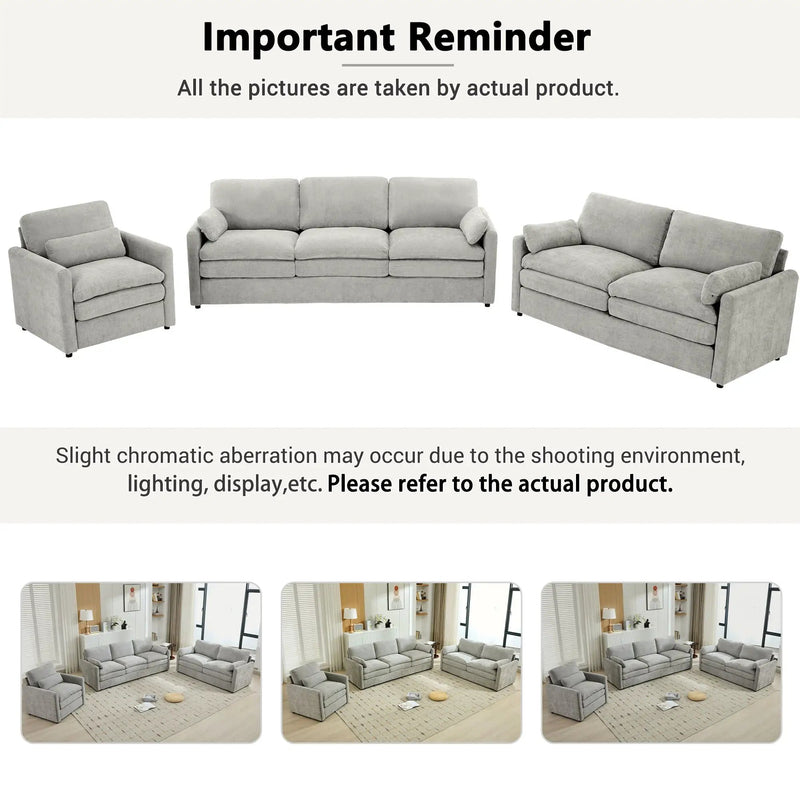 Cozy Upholstered Sofa Set For Living Room