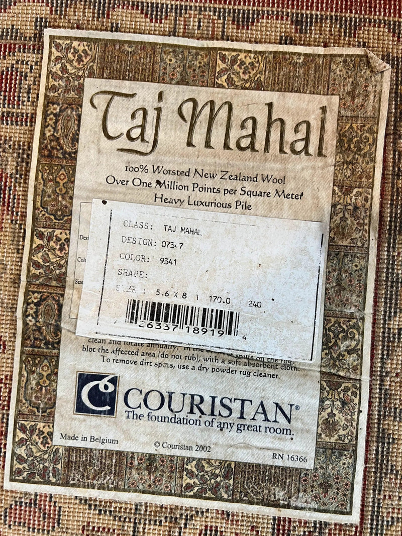 Couristan Rug 5.6 x 8, Floral Medallion, Dark Red Cream, Belgium Power Loomed Rug, Taj Mahal Rug, Vintage Oriental Wool Carpet by Jewel Rugs