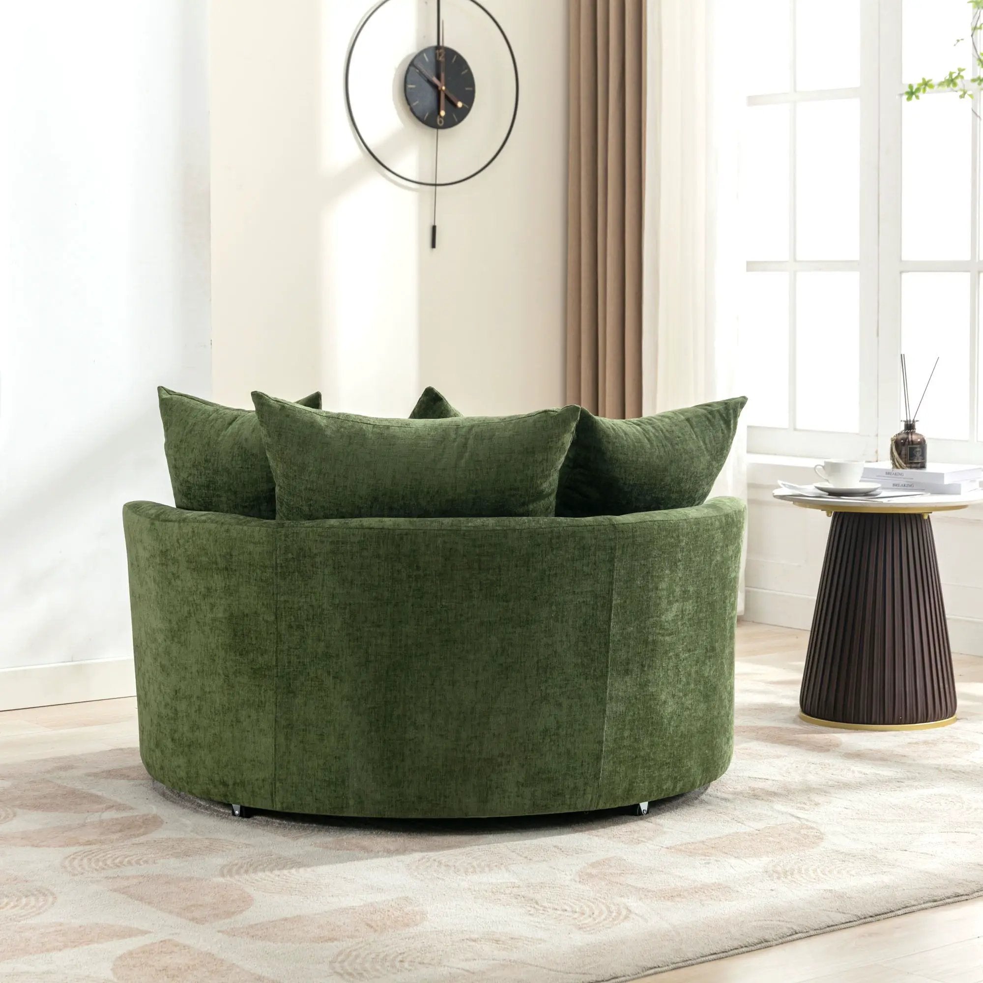360° Swivel Accent Barrel Chair With Storage Ottoman & 4 Pillows, Modern Leisure Chair Round Accent For Living Room by HouseOfZazla