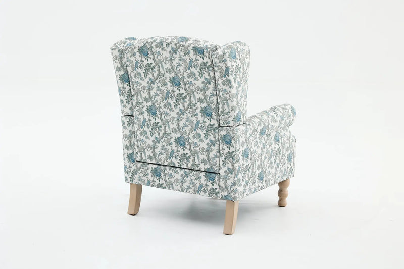 Modern Accent Chair with Retro Wood Legs and Floral Design by HouseOfZazla