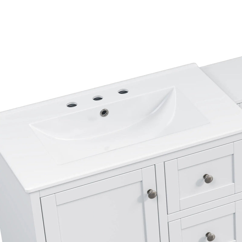 Double Sink Bathroom Vanity With Countertop, 2 Ceramic Sinks, 6 Drawers by HouseOfZazla