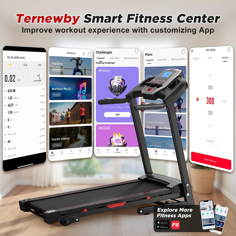 Folding Treadmills For Home - 3.5Hp Portable Foldable With Incline, Electric Treadmill For Running Walking Jogging Exercise With 12 Preset Programs, Indoor Workout Training Space Save Apartment, App - Black by HouseOfZazla