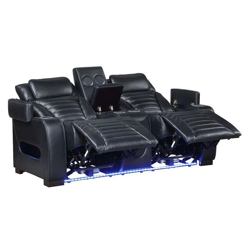 Ephron - Power Motion Loveseat With Console, Power Headrests, LED & Speakers - Black by Unique Piece Furniture