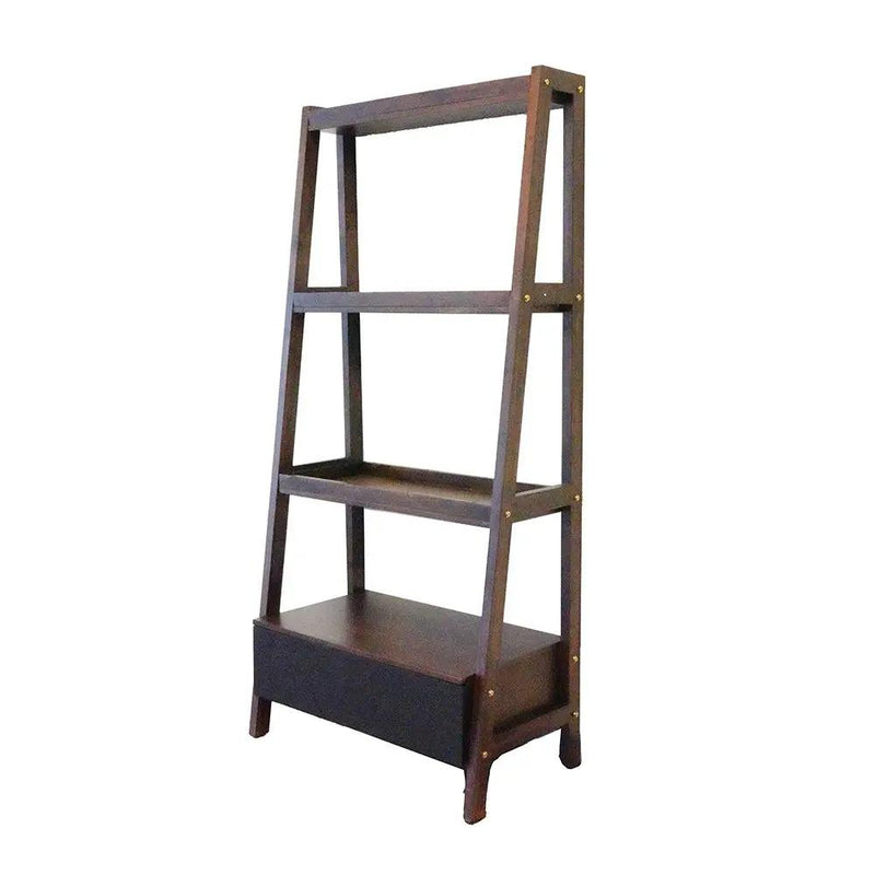 Ladder Shelf, Ladder Style Display Shelf - Natural Wood / Brown by Unique Piece Furniture