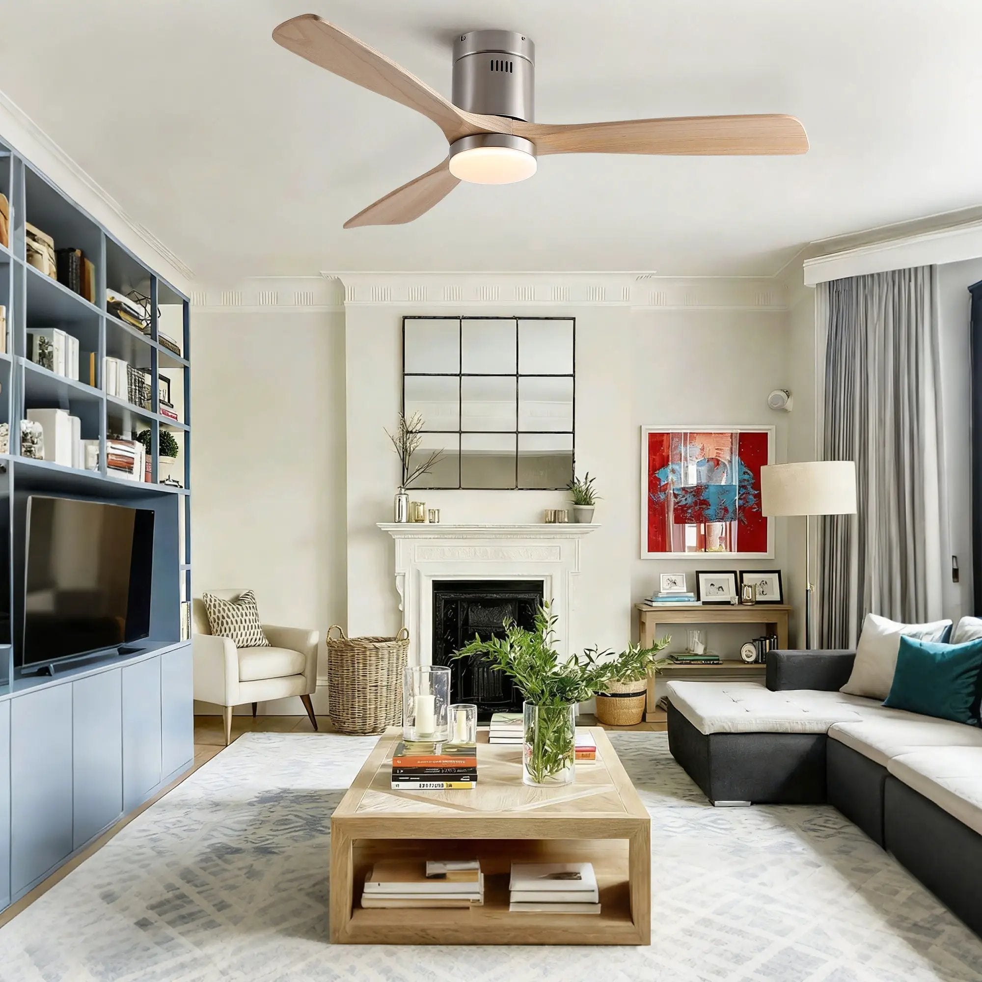 Low Profile Flush Mount Intergrated LED Ceiling Fan With Light And Silent Reversible Motor by Unique Piece Furniture