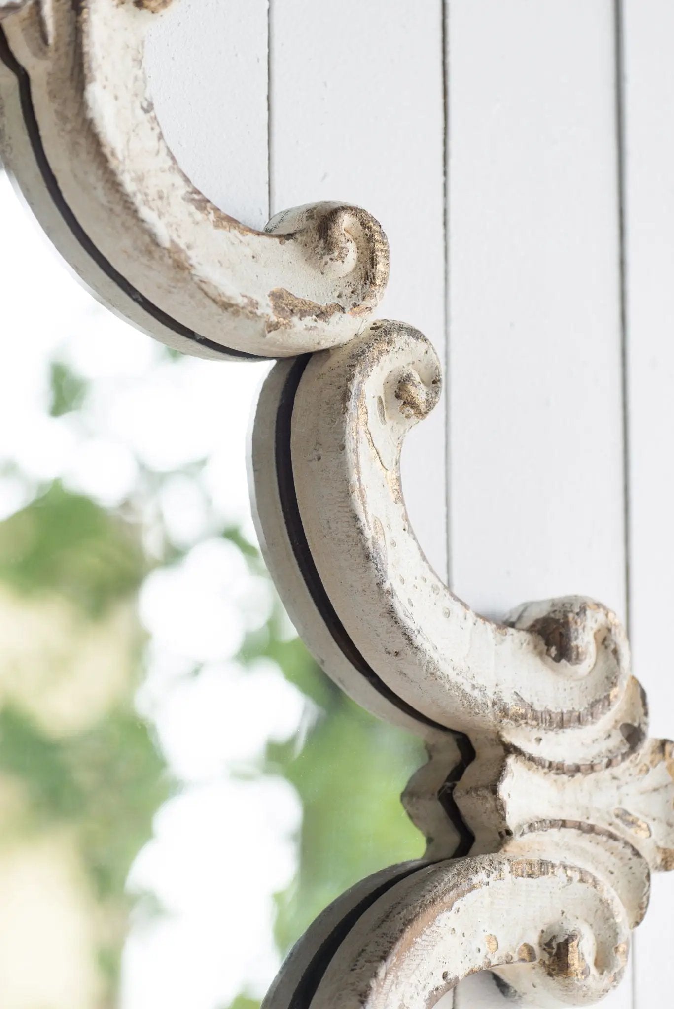 Artistic Diamond Scrollwork Mirror, Home Accent Mirror For Living Room, Entryway, Bedroom, Office - Antique White by Unique Piece Furniture
