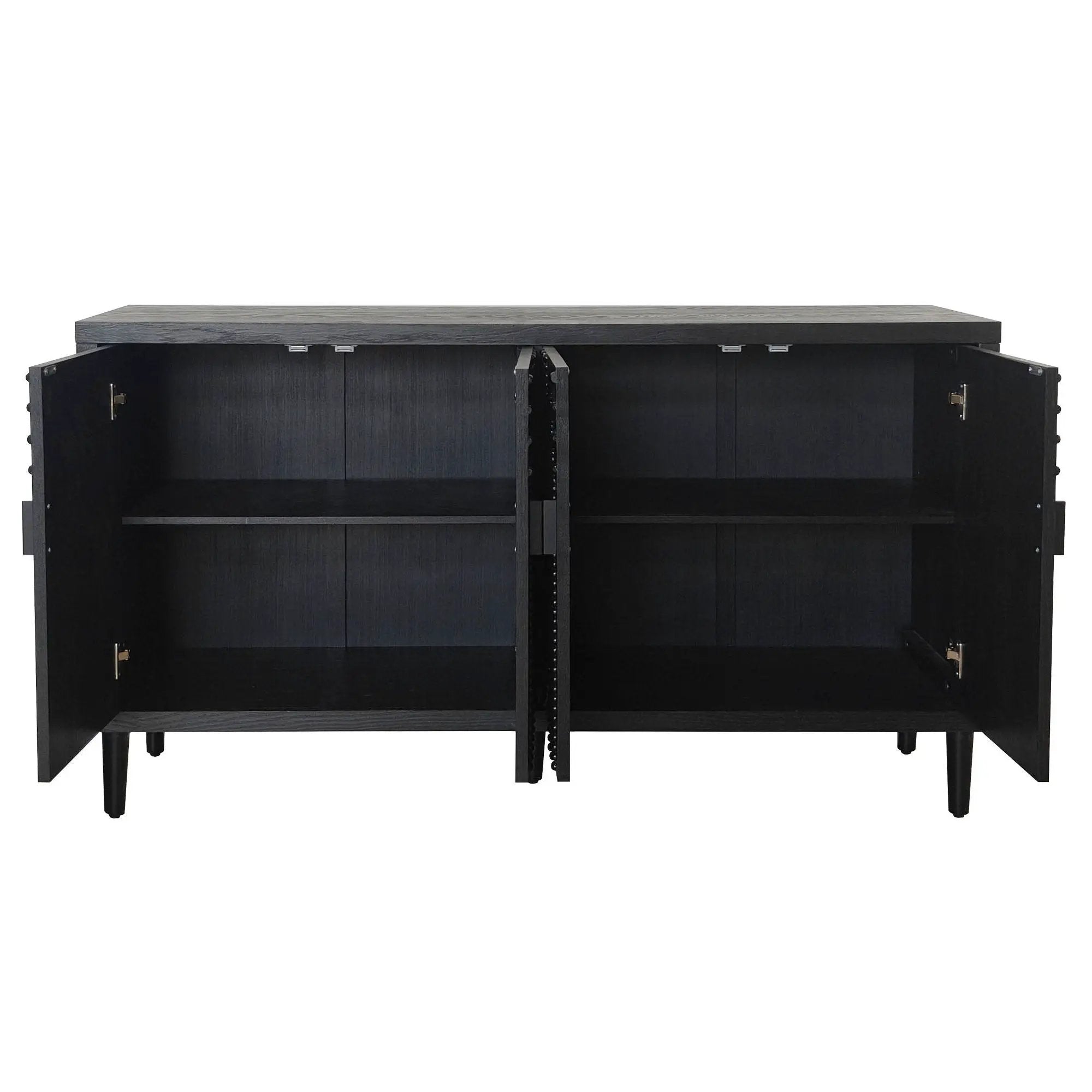 Modern Sideboard Cabinet With Decorative Nailhead Accents, Stylish Storage Solution For Dining, Living Rooms - Black by Unique Piece Furniture