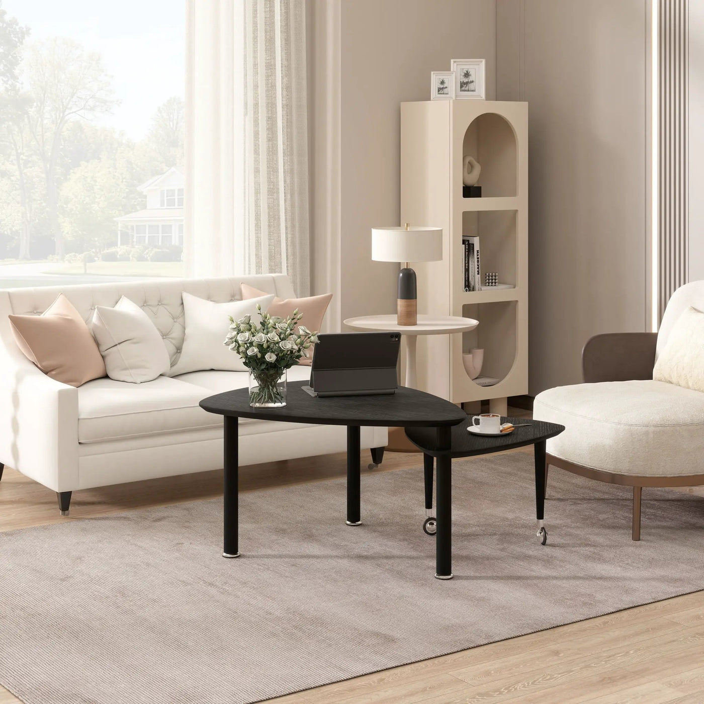 360 Degree Rotatable Coffee Table With Solid Legs by HouseOfZazla