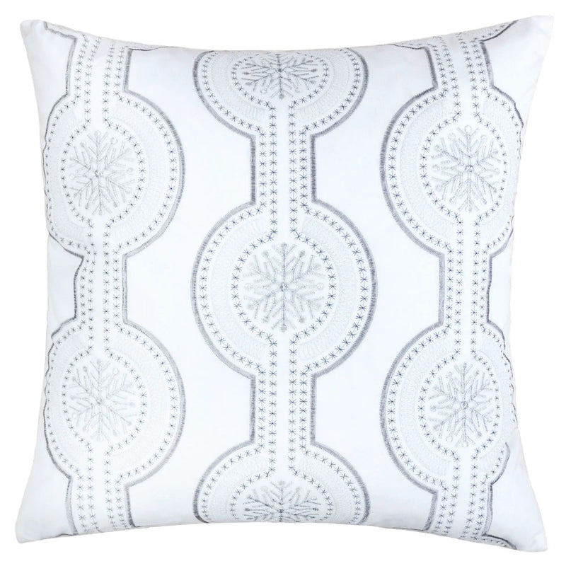 White Holiday Embroidered Velvet Throw Pillow with Insert 20x20 Set of 2 by HouseOfZazla
