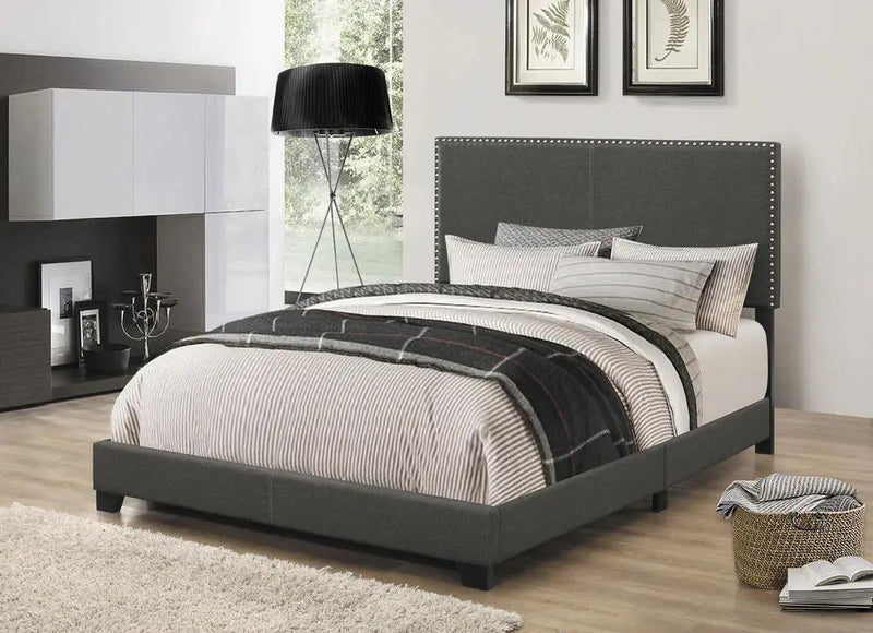 Boyd Upholstered Queen Panel Bed Charcoal by Unique Piece Furniture