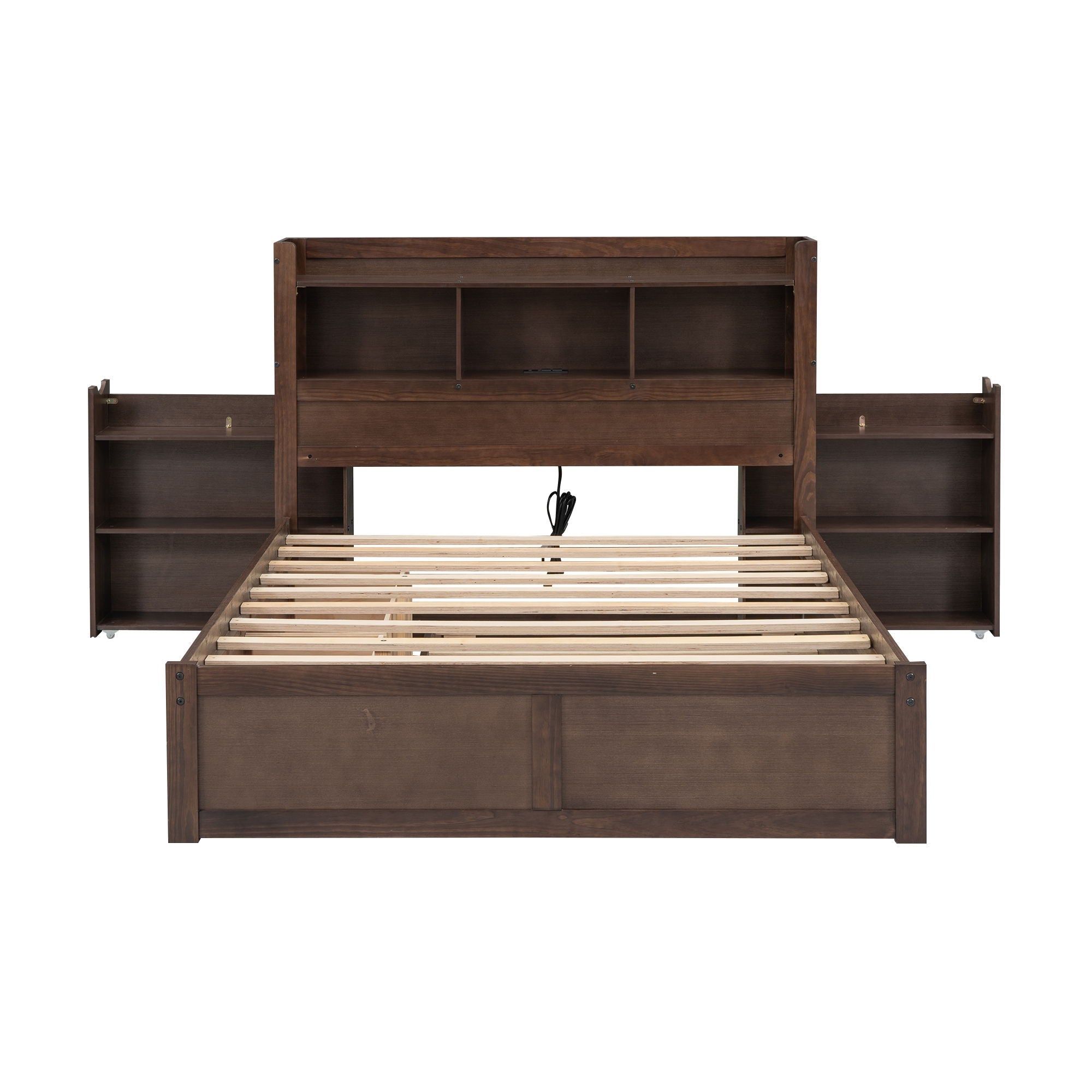 Storage Platform Bed With Pull Out Shelves, Trundle, And 2 Drawers by HouseOfZazla
