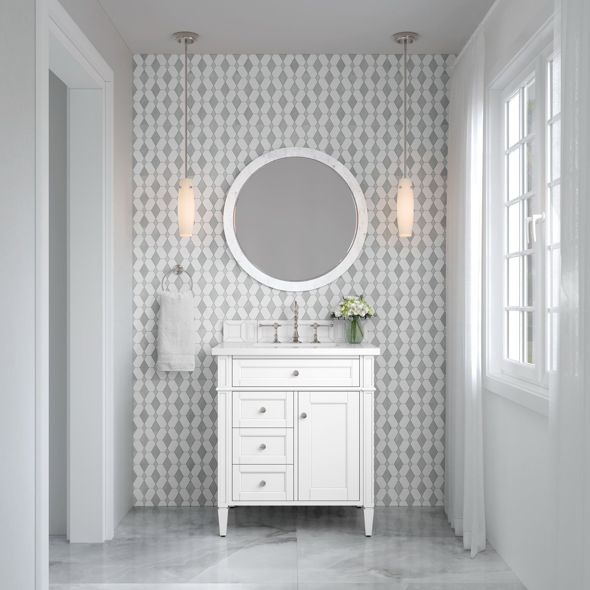 James Martin Brittany 30" Single Bathroom Vanity, Bright White, view 22