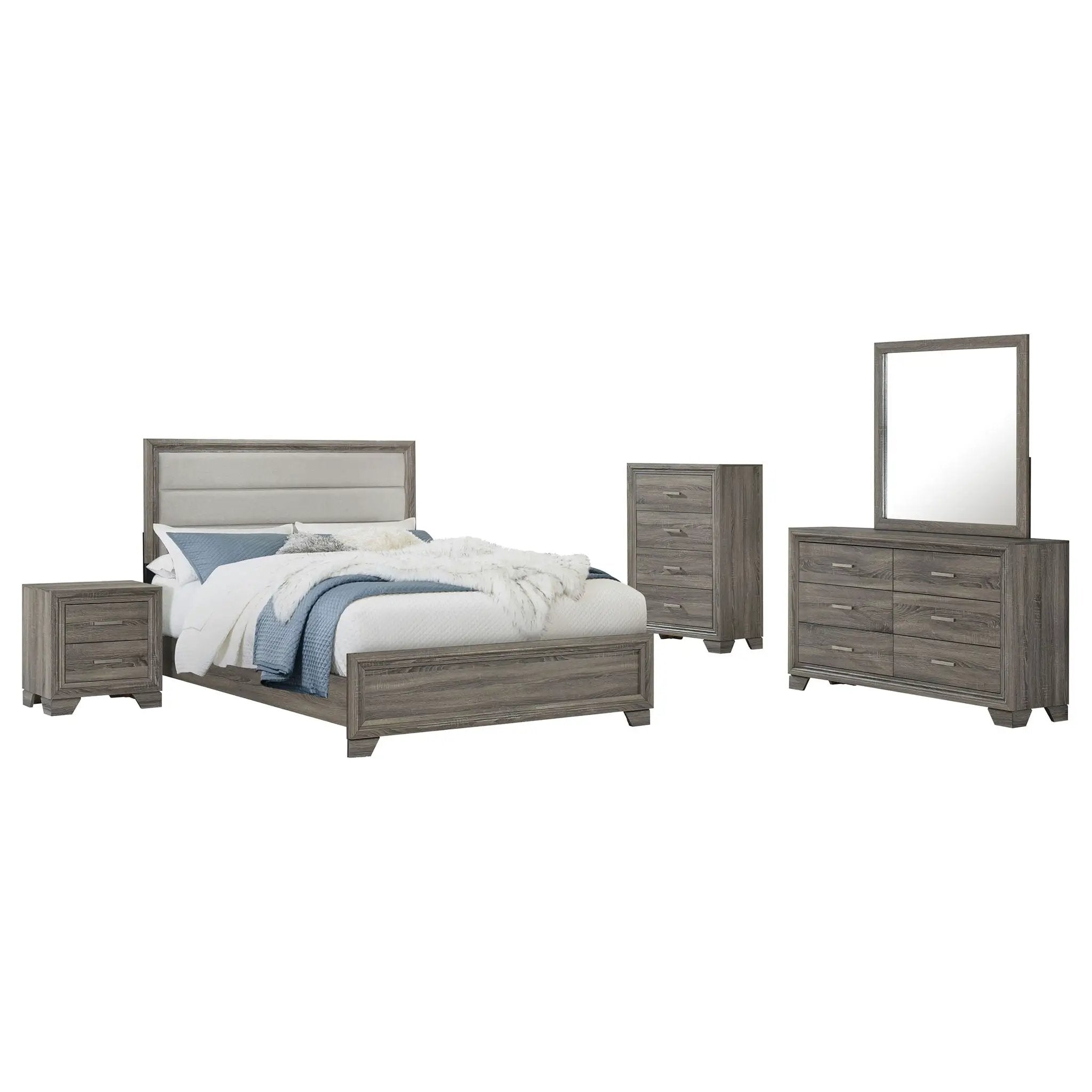Wright 5-piece California King Bedroom Set Brown Oak by Unique Piece Furniture