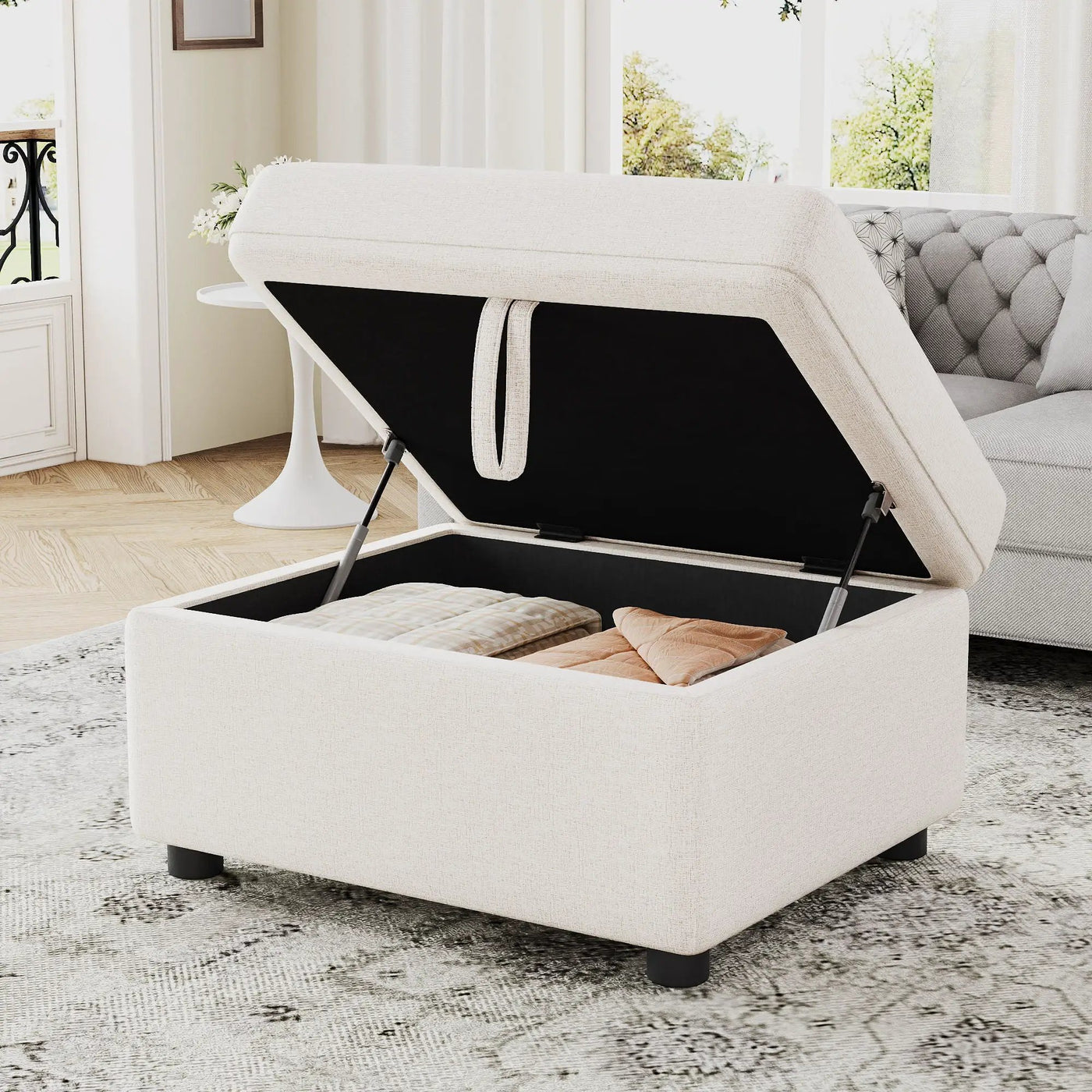 Movable Storage Ottoman Footrest For Living Room by HouseOfZazla