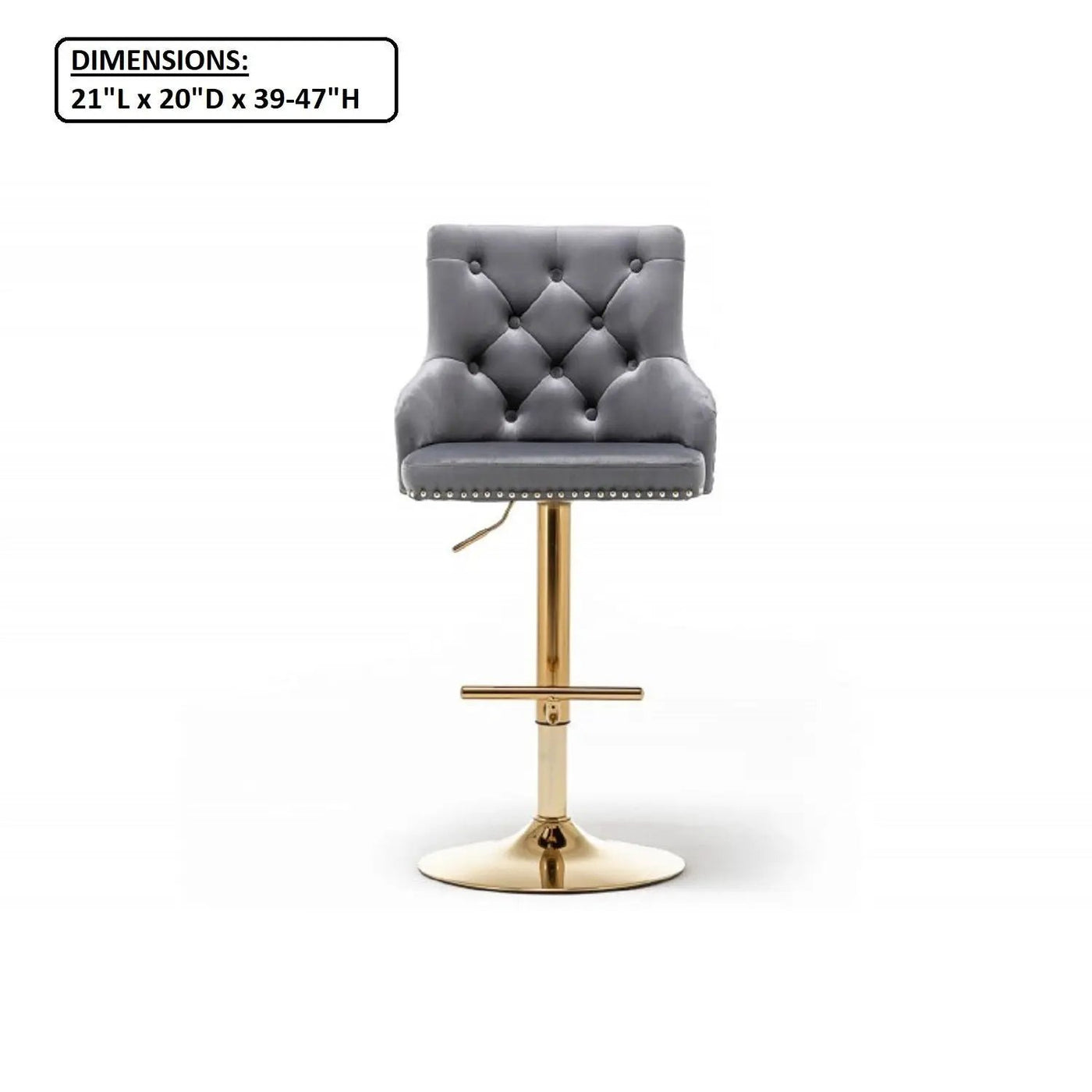 Adjustable Swivel Bar Stool With Nailhead Trim (Set of 2) by HouseOfZazla