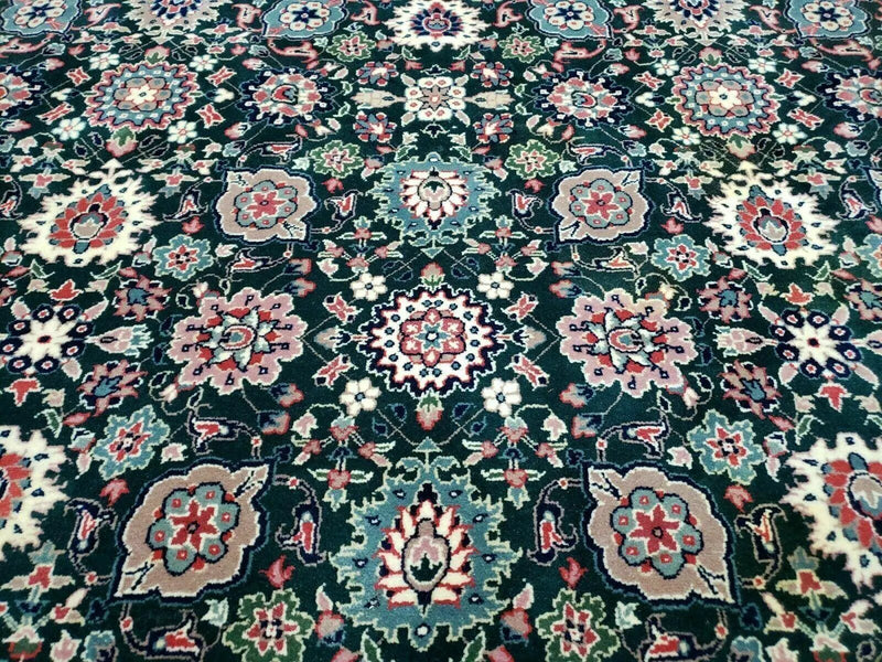 8' X 10' Handmade Indian Oriental Wool Rug Carpet Organic Dye Forest Green Nice by Jewel Rugs
