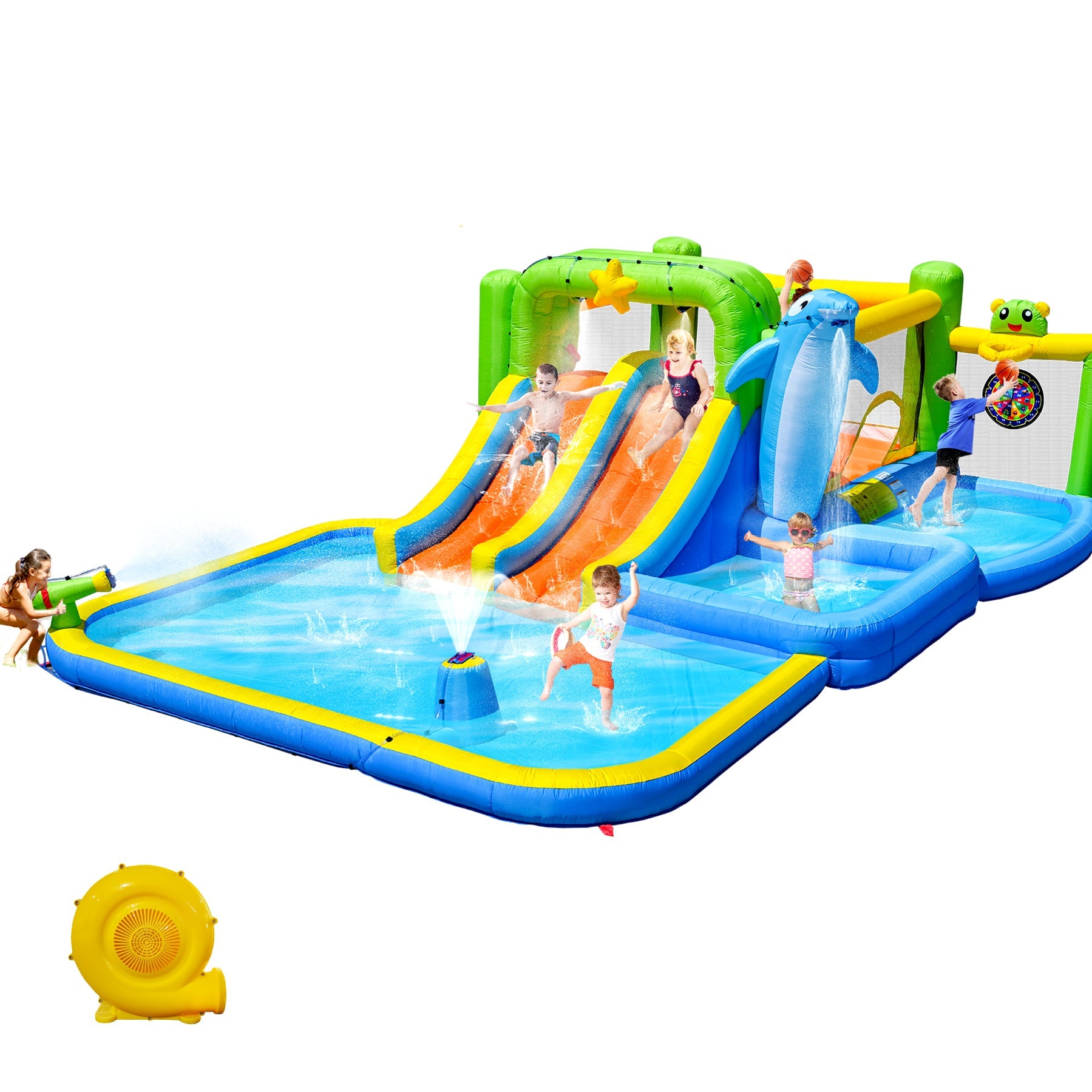 9-in-1 Inflatable Bounce House with Water Features for Kids by HouseOfZazla