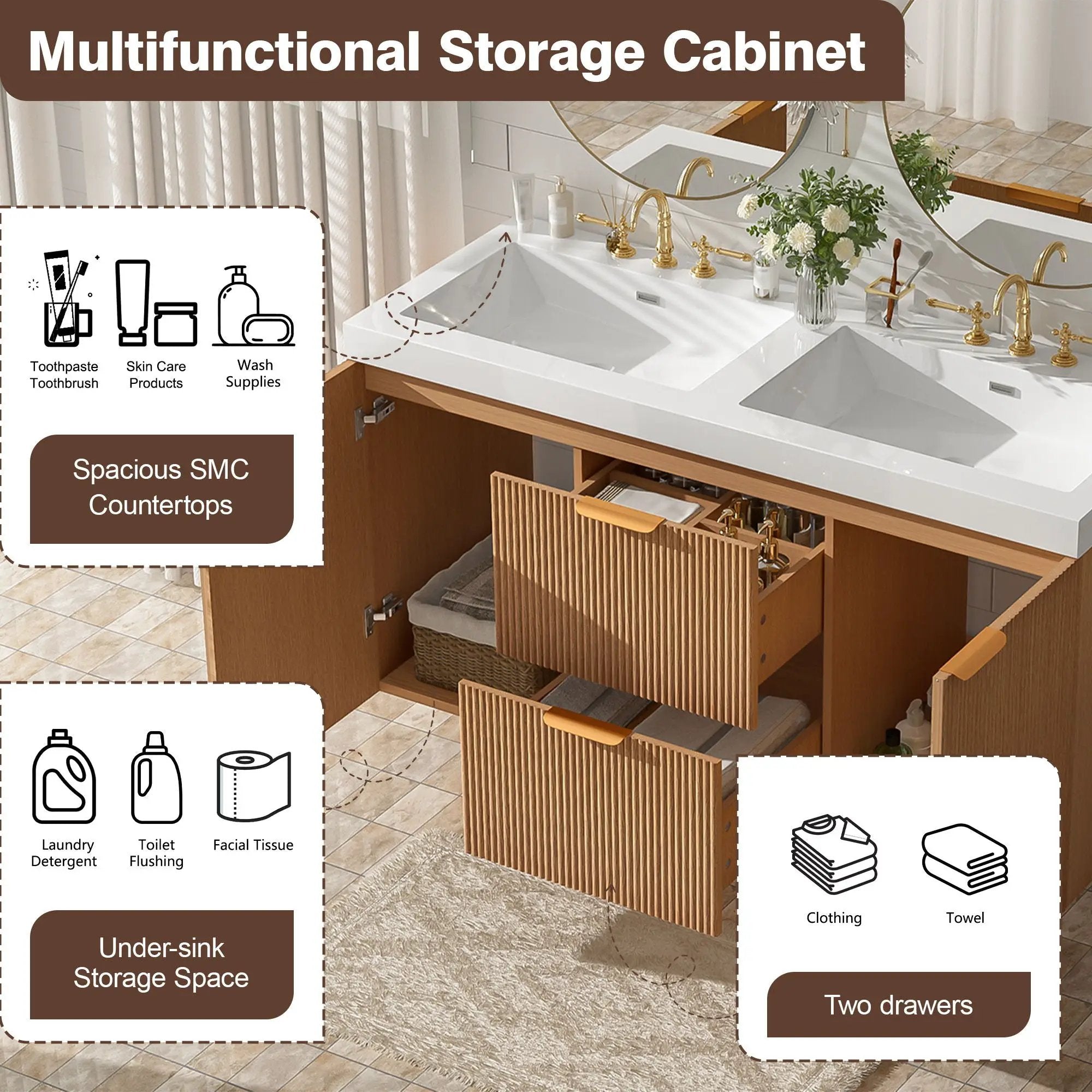 Modern Wall Mounted Bathroom Vanity, Soft Close Doors by Unique Piece Furniture