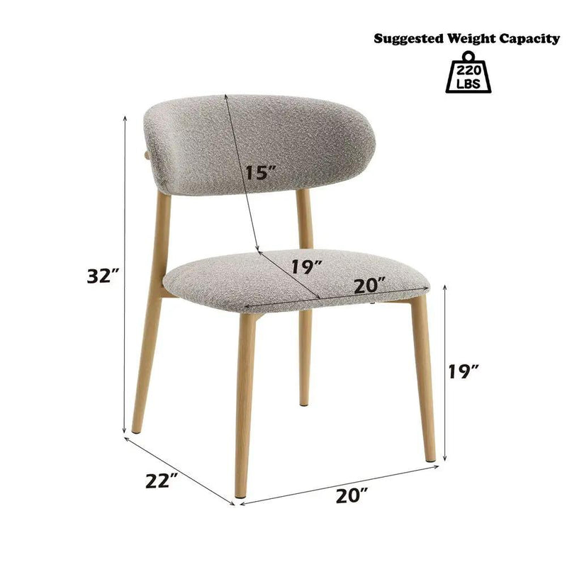 Kacey - Side Chair (Set of 2) - Gray Boucle & Natural by Unique Piece Furniture