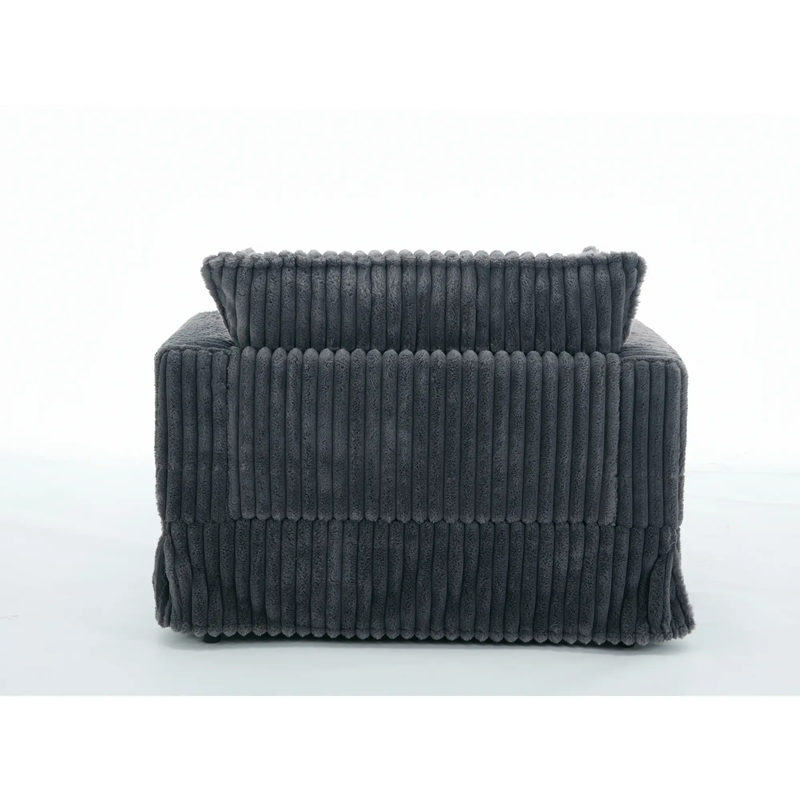 Oversized Corduroy Chaise Lounge with Ottoman in Dark Gray by HouseOfZazla