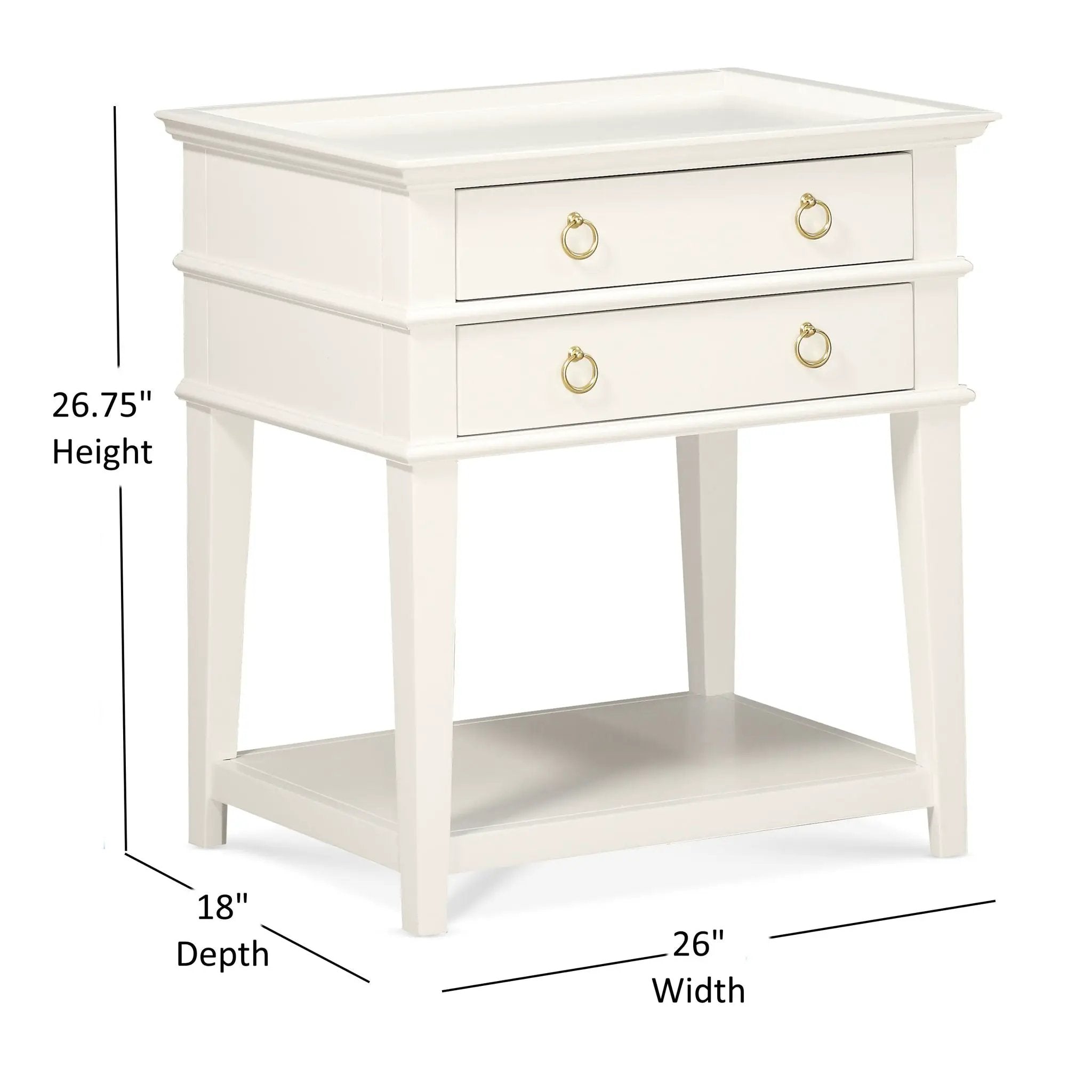 Carmona - 2 Drawer Tray Top Nightstand Pulls by HouseOfZazla