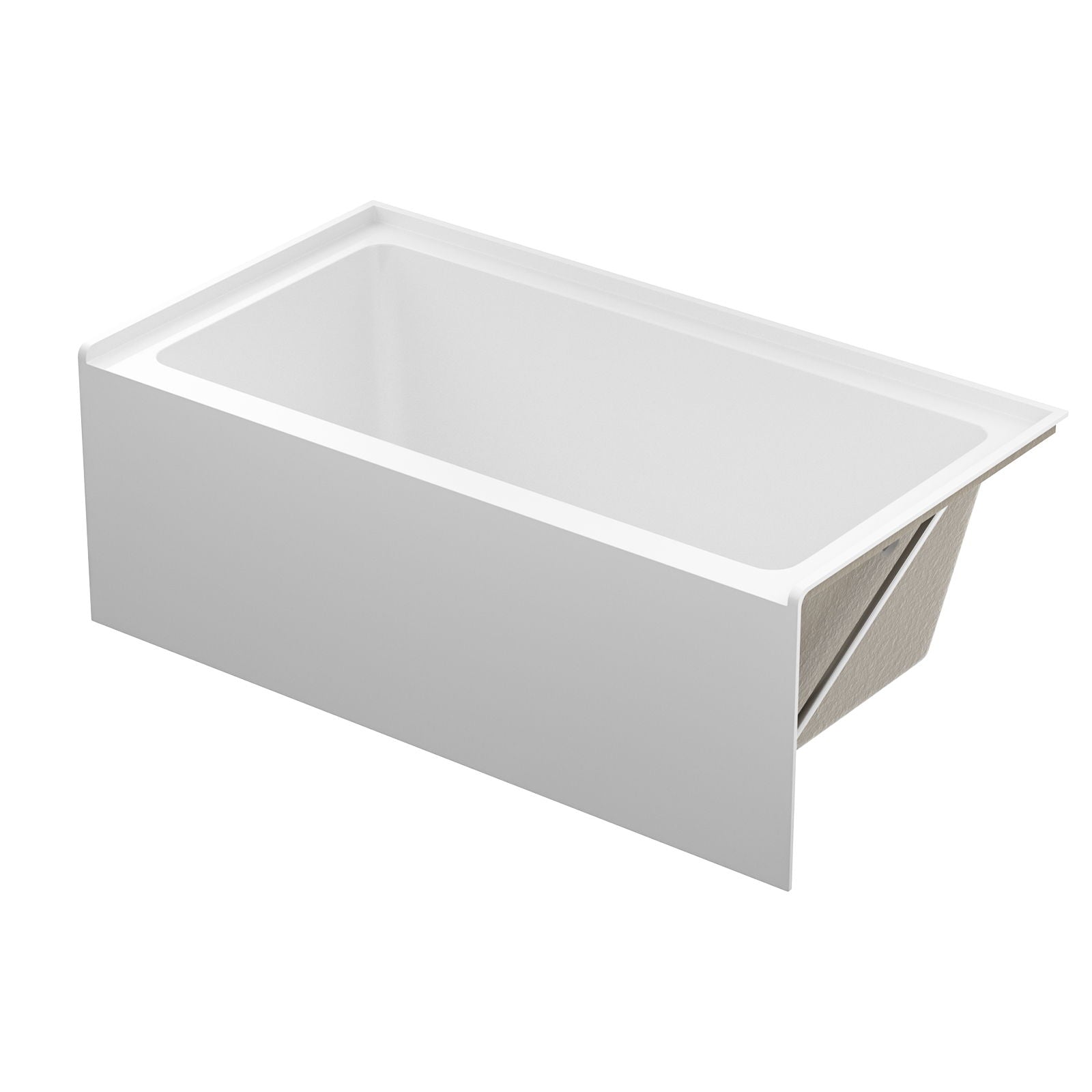 Alcove Soaking Bathtub With Skirt - Back - To - Wall Design - Glossy White by HouseOfZazla