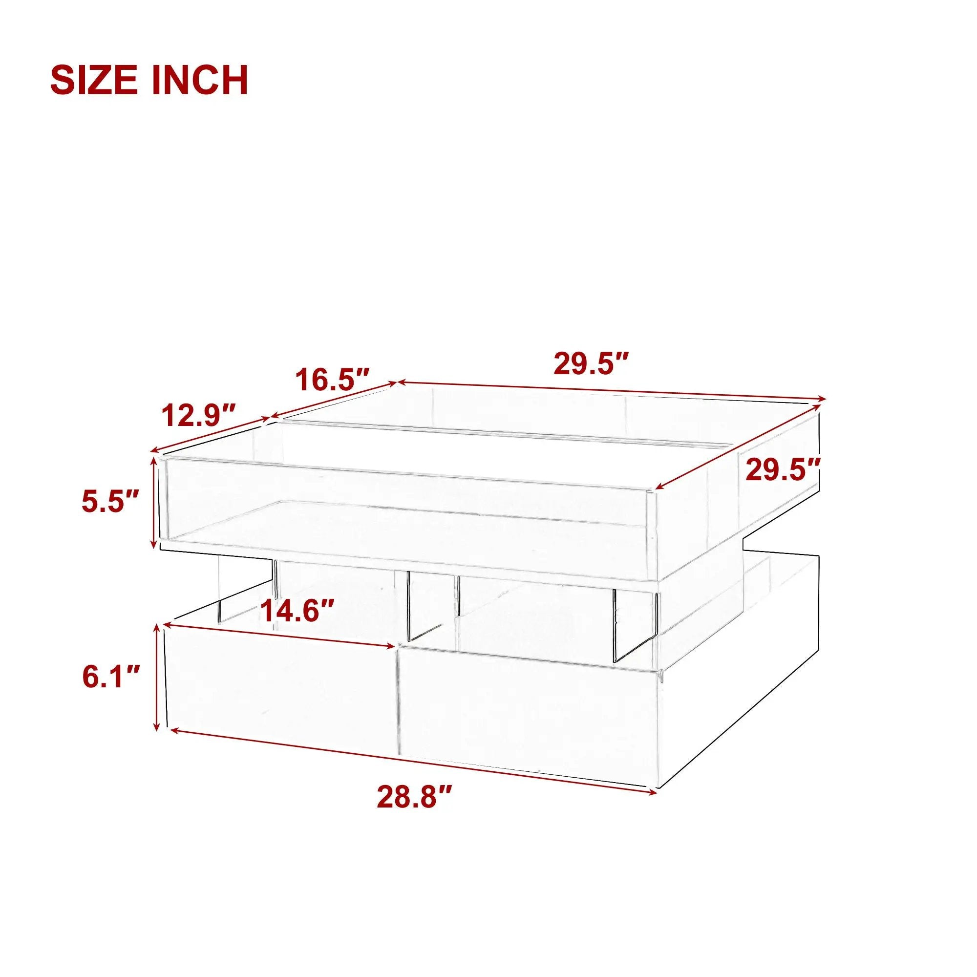 Lift Top Coffee Table With 2 Drawers, Hidden Space And LED Lights For Living Room by HouseOfZazla