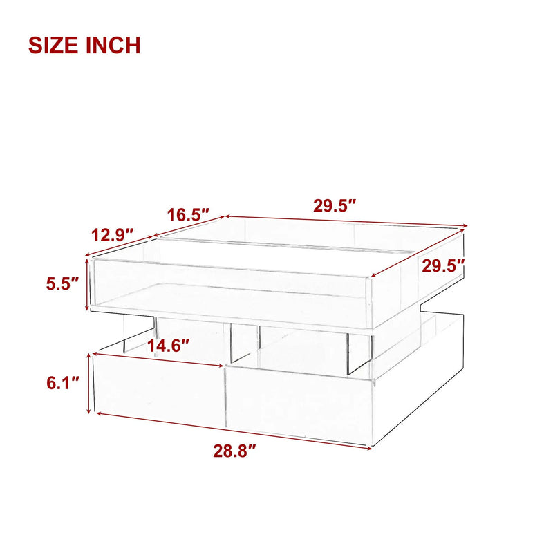 Lift Top Coffee Table With 2 Drawers, Hidden Space And LED Lights For Living Room by HouseOfZazla