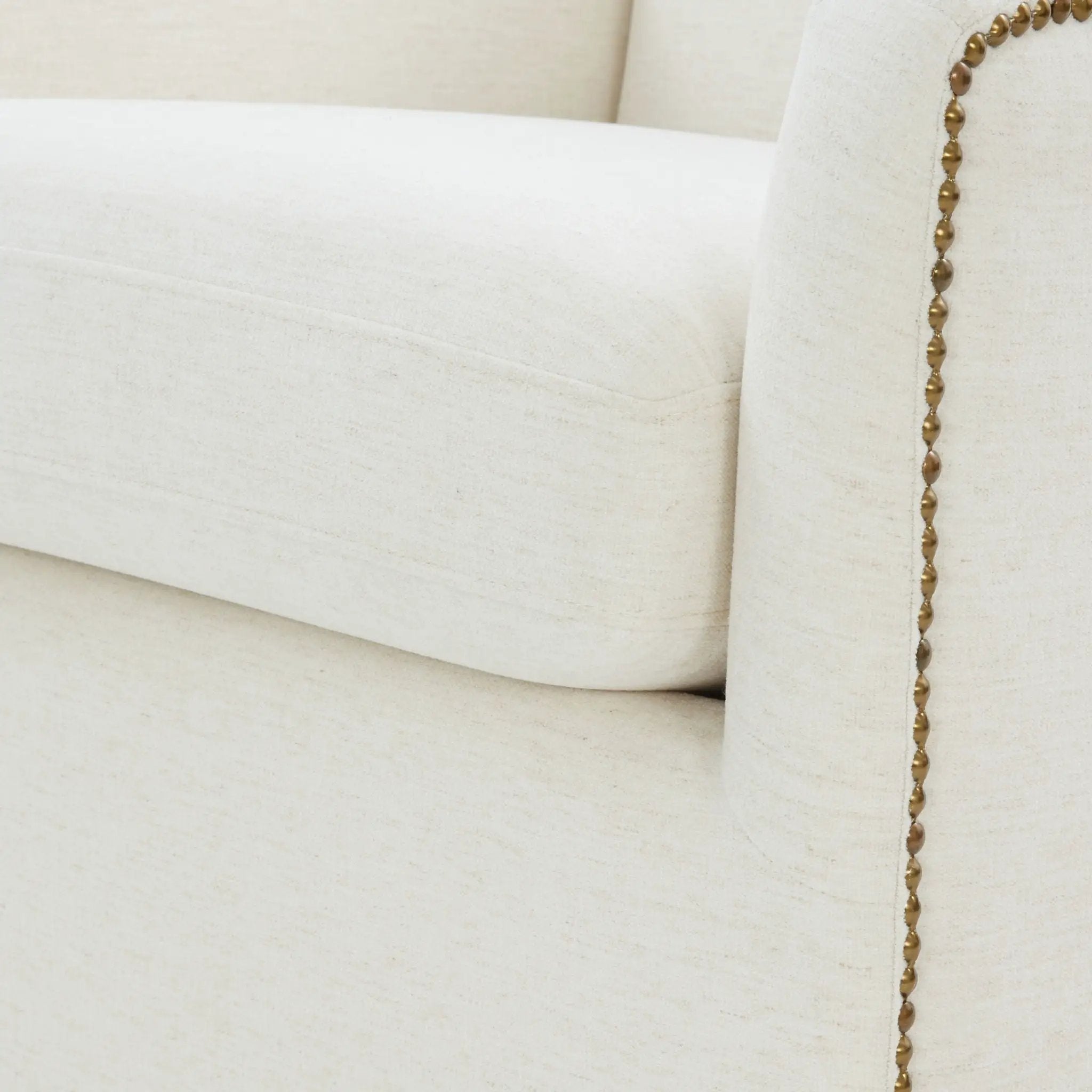 Tolland - Swivel Accent Chair With Antique Brass Nailhead Trim - Cream by HouseOfZazla