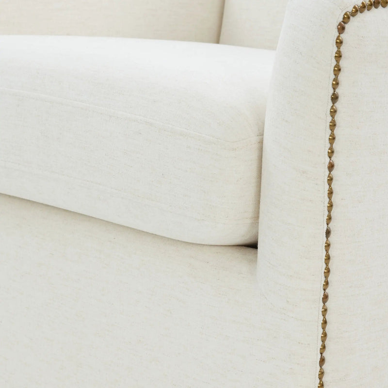 Tolland - Swivel Accent Chair With Antique Brass Nailhead Trim - Cream by HouseOfZazla