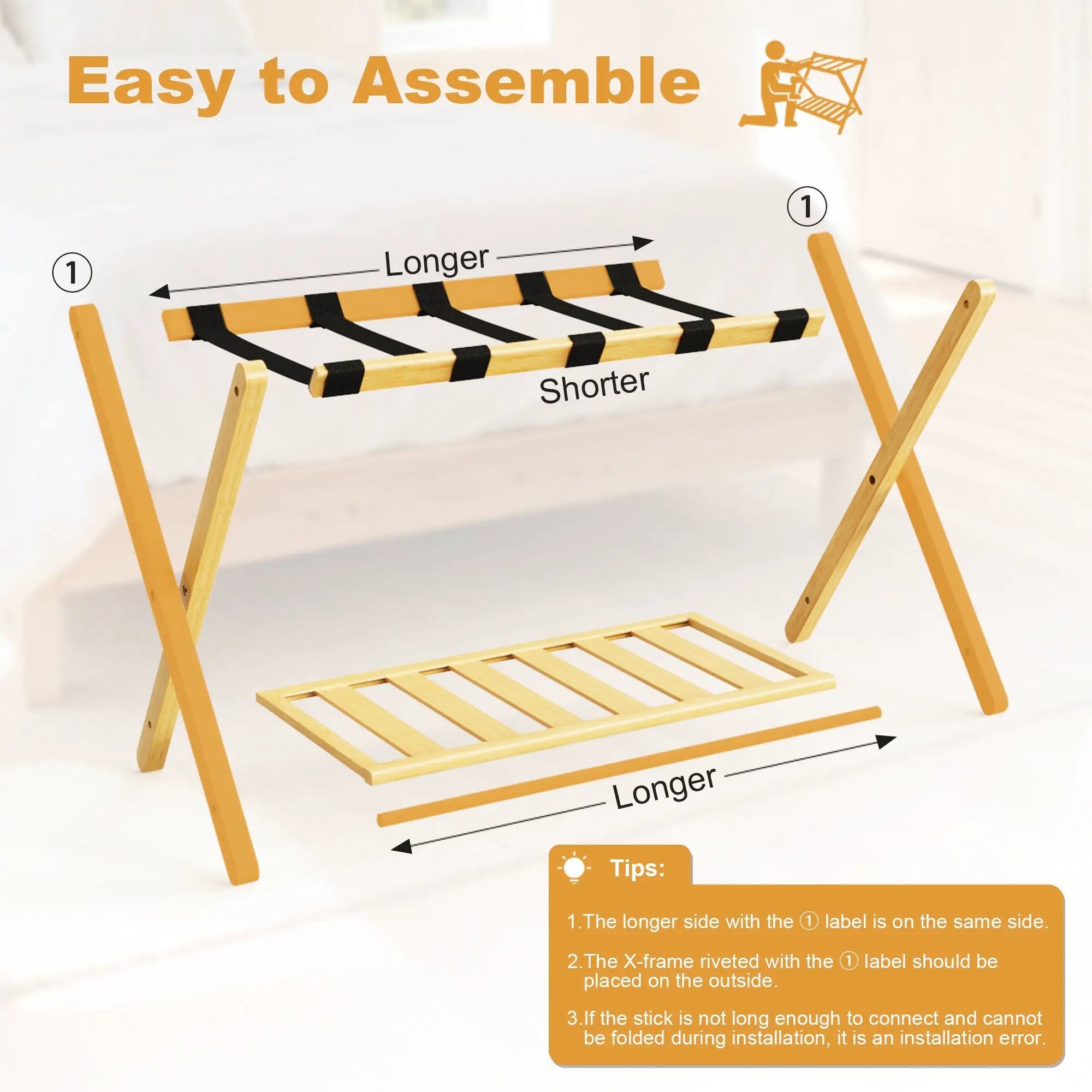 Folding Bamboo Luggage Rack with Lower Storage Shelf by HouseOfZazla