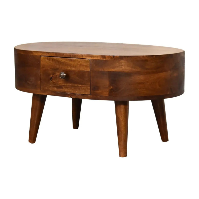 Mini Rounded Coffee Table - Chestnut by HouseOfZazla