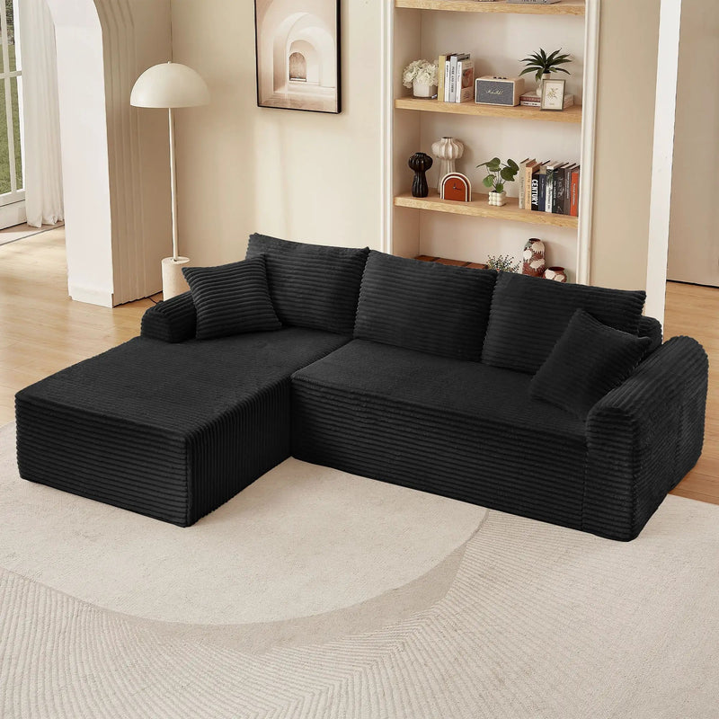 Modular Sectional With Arched Armrests, Includes 3 Back Cushions & 2 Throw Pillows by HouseOfZazla