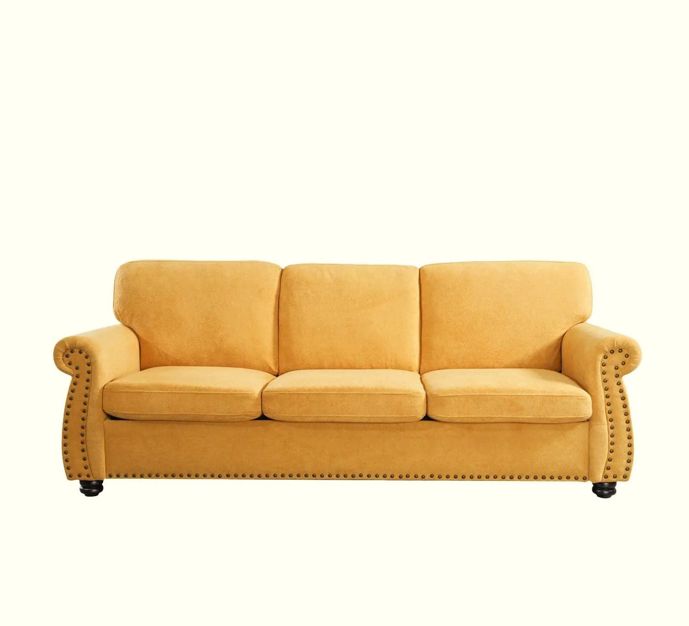 Soft Sofa, Upholstered 3 Seater Couch With High Density Foam, Loose Back Cushions And Turned Legs by Unique Piece Furniture
