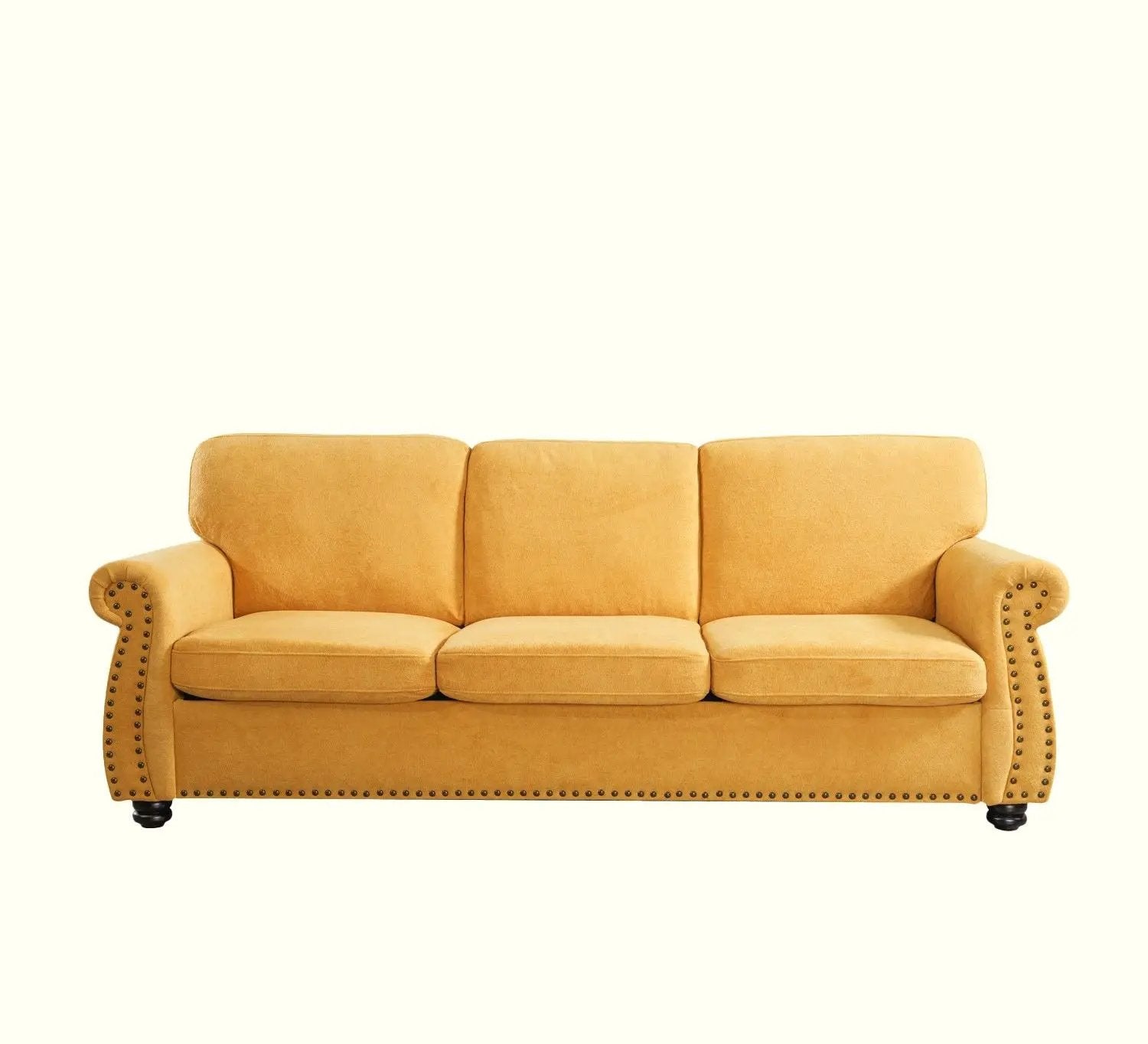 Soft Sofa, Upholstered 3 Seater Couch With High Density Foam, Loose Back Cushions And Turned Legs by Unique Piece Furniture