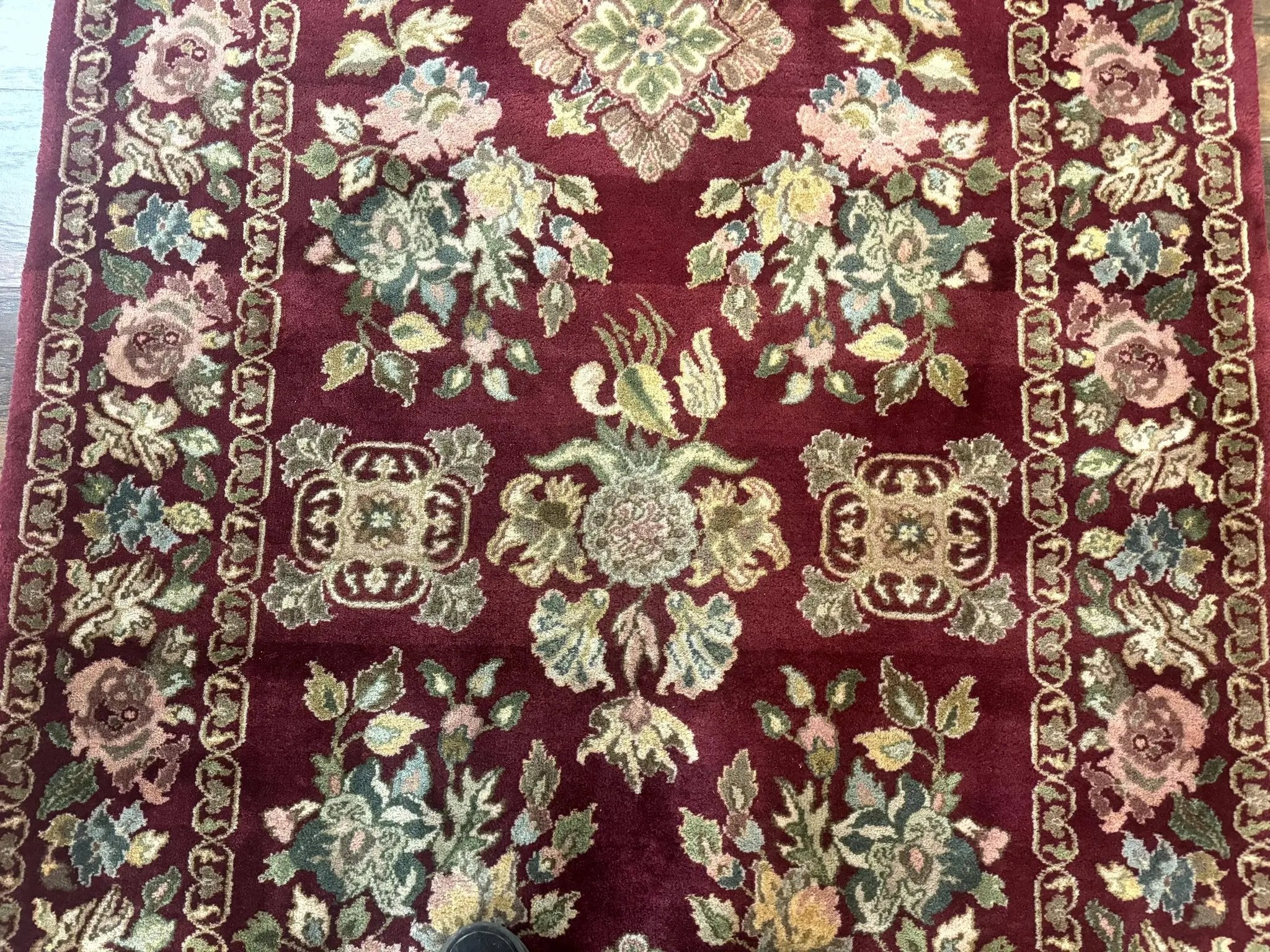 Indo Persian Kerman Rug 4x6, Burgundy, Floral by Jewel Rugs
